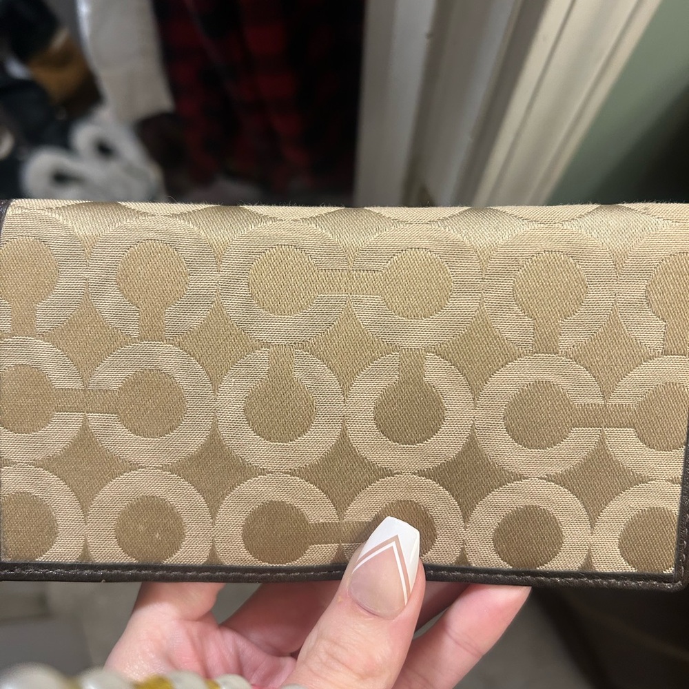 Coach Tan & brown leather checkbook cover